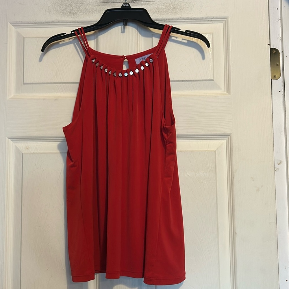 Premise Embellished Red Sleeveless Blouse Size Medium